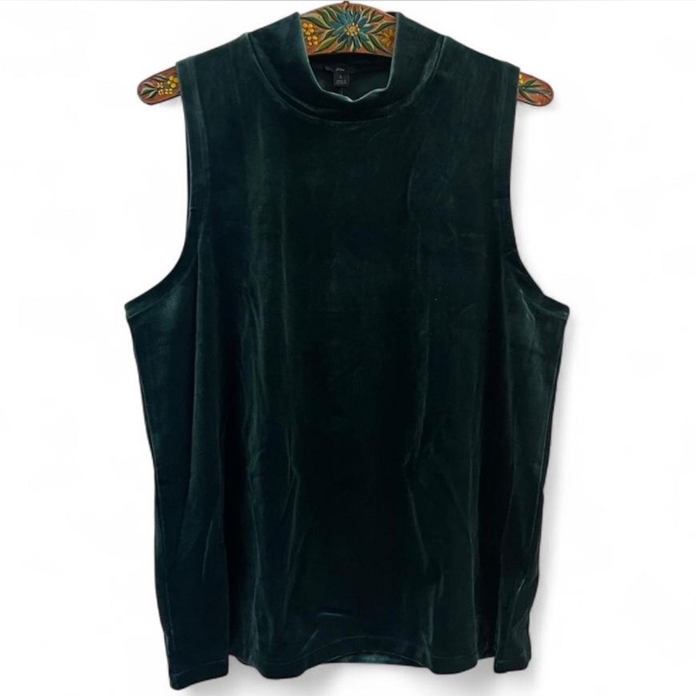 J. Crew Green Velvet Mock Neck Tank